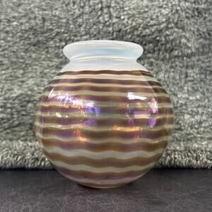 Agate Vase Signed Art Reed Hand Blown 1977